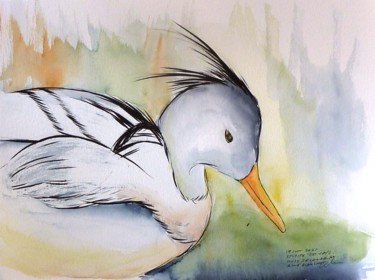 Harle huppé du musée de la nature de St-Tite-des-Caps Drawing titled "Harle huppé du musé…" by René Blanchet, Original Artwork, Ink