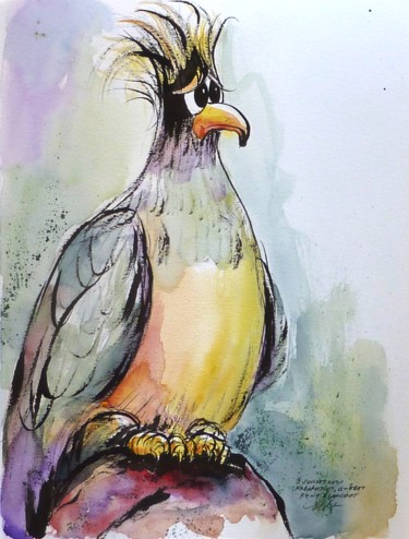 L'oiseau de l'arboretum de Québec Dessin intitulée "L'oiseau de l'arbor…" par René Blanchet, Œuvre d'art originale, Encre