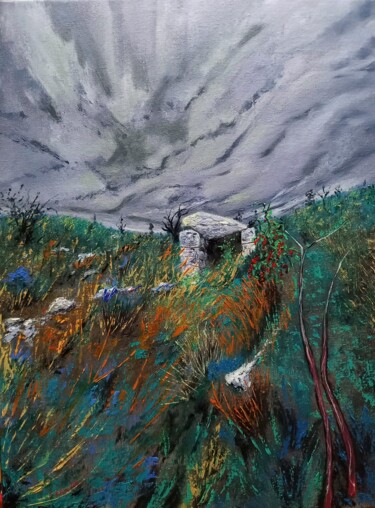 Peinture intitulée "L'abri" par Pascal Baudot, Œuvre d'art originale, Huile