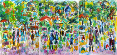Malerei mit dem Titel "Triptyque Lutèce" von Jean Mirre, Original-Kunstwerk, Öl