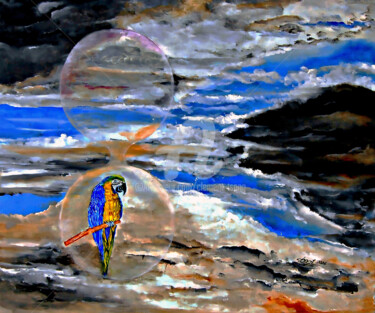 Painting titled "Parrot Stays inside…" by Clement Tsang, Original Artwork, Oil
