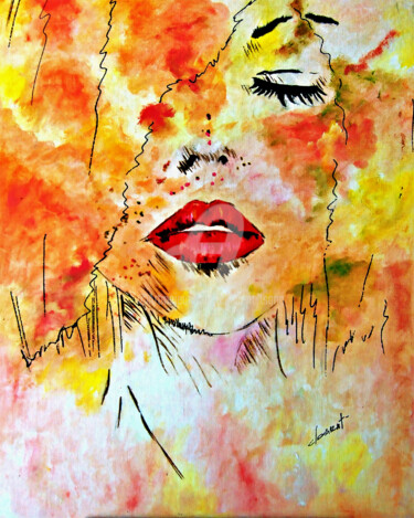 Painting titled "Beautiful Lady with…" by Clement Tsang, Original Artwork, Oil