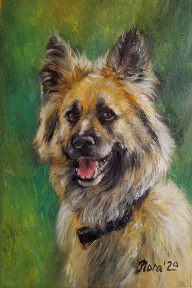 Shepherd dog portrait customisation oil painting Peinture intitulée "Shepherd dog portra…" par Eleonora Taranova, Œuvre d'art originale, Huile