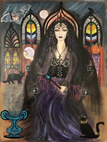 绘画 标题为“Die Schwarze Göttin” 由Annemarie Stelzer, 原创艺术品, 丙烯