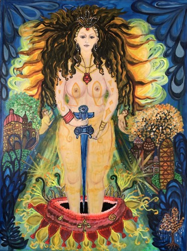 绘画 标题为“Die Göttin der Gere…” 由Annemarie Stelzer, 原创艺术品, 丙烯