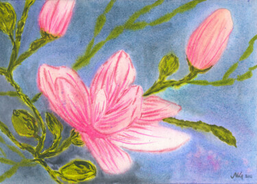 Magnolia in Spring Painting titled "Magnolia in Spring" by Maya Burchak, Original Artwork, Watercolor