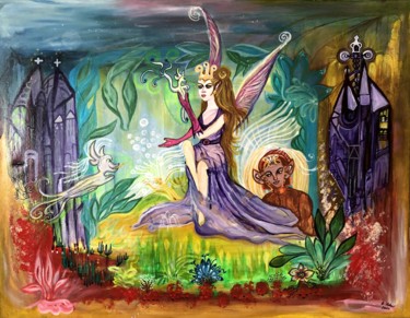 绘画 标题为“Die Göttin der Zaub…” 由Annemarie Stelzer, 原创艺术品, 丙烯