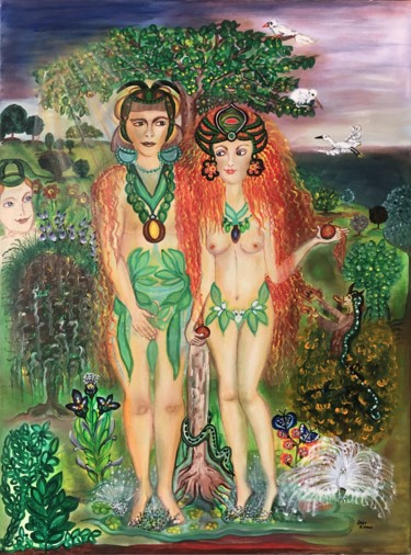绘画 标题为“Göttin und Gott vom…” 由Annemarie Stelzer, 原创艺术品, 丙烯