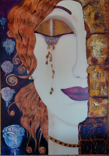 Malerei mit dem Titel "Tears + Roses 🌹🎨🌹🎨" von Urs, Original-Kunstwerk, Acryl Auf Keilrahmen aus Holz montiert