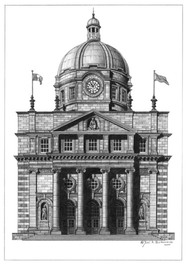 Departament of the Taoiseach Building 图画 标题为“Departament of the…” 由José A. Bustamante, 原创艺术品, 石墨 安装在其他刚性面板上
