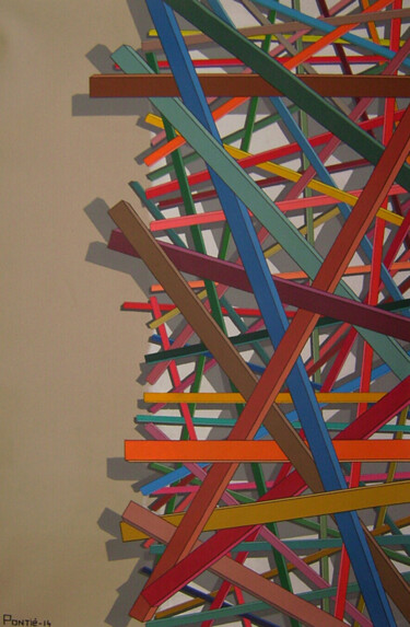 Painting titled "N°005" by Stephane Pontié, Original Artwork, Acrylic Mounted on Wood Panel