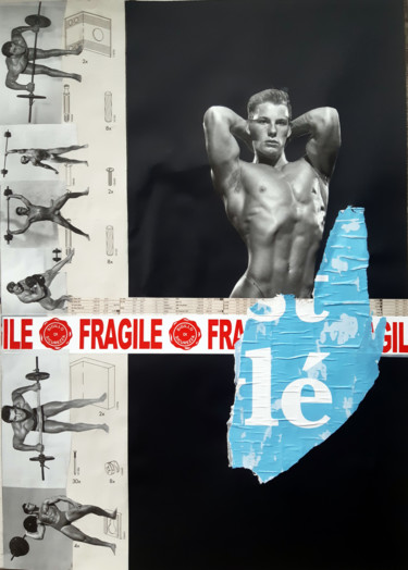 Beefcake II-1 (Si fort car si fragile) Collages intitulée "Beefcake II-1 (Si f…" par Boyfred, Œuvre d'art originale, Collages