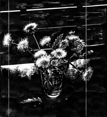 Drawing titled "The Dandelions / Од…" by Vladimir Abaimov, Original Artwork, Ink