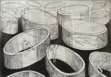印花与版画 标题为“All alone” 由Helena Kalná, 原创艺术品, 蚀刻