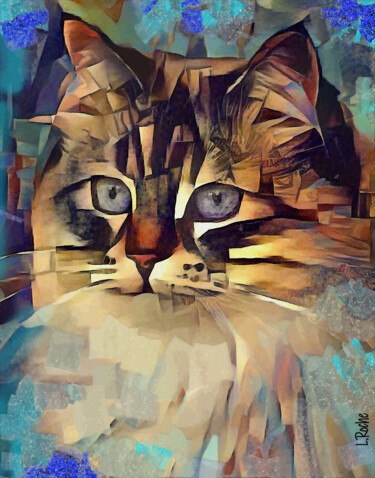 Borekk, cat - Mix media on panel - 70x55 cm-Unique