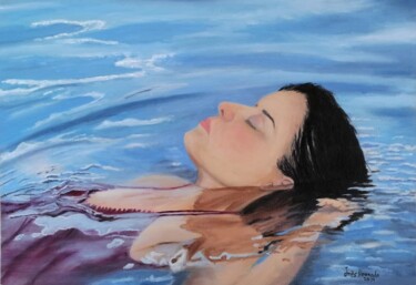 Meditação Flutuante 绘画 标题为“Meditação Flutuante” 由Inês Dourado, 原创艺术品, 油 安装在木质担架架上