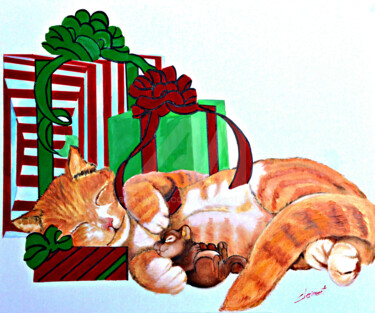 绘画 标题为“029-Sleeping Cat an…” 由Clement Tsang, 原创艺术品, 油