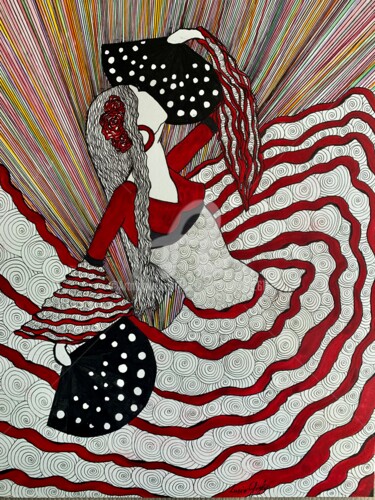 图画 标题为“Malagueña” 由Lucie Giglio, 原创艺术品, 水彩