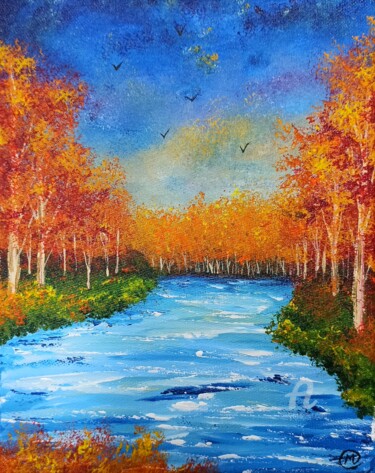 Painting titled "NATURALEZA COLORIDA" by María Del Carmen Pérez, Original Artwork, Acrylic Mounted on Wood Stretcher frame