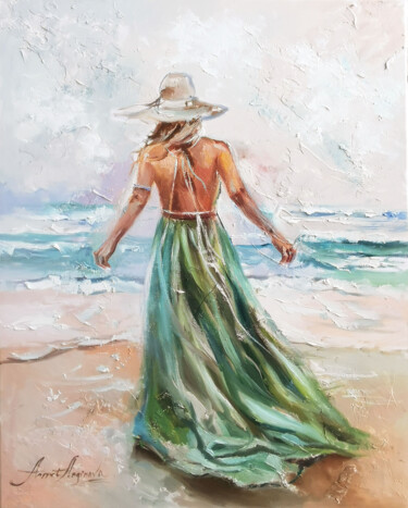 Emerald sea, oil painting Картина под названием "Emerald sea, oil pa…" - Annet Loginova, Подлинное произведение искусства, Масло
