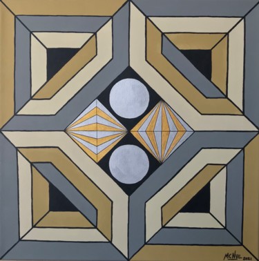 Painting titled "GEO-METALLIC PATTER…" by Mitch Nye, Original Artwork, Acrylic