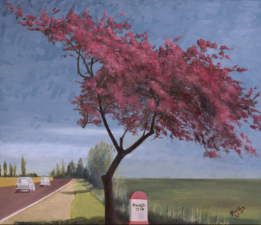 Painting titled "Springtime 1" by Tudor Gafton, Original Artwork, Oil Mounted on Wood Stretcher frame