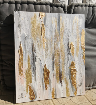 Gold abstract art, textured painting Peinture intitulée "Gold abstract art,…" par Annet Loginova, Œuvre d'art originale, Acrylique