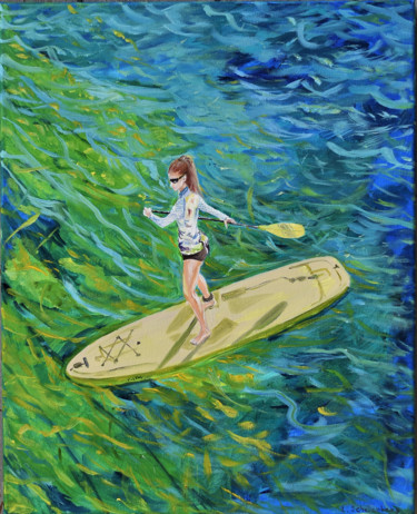 「Rowing」というタイトルの絵画 Lusie Schellenbergによって, オリジナルのアートワーク, オイル