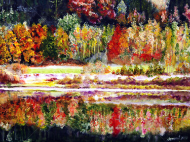 Painting titled "River and Forest" by Clement Tsang, Original Artwork, Acrylic