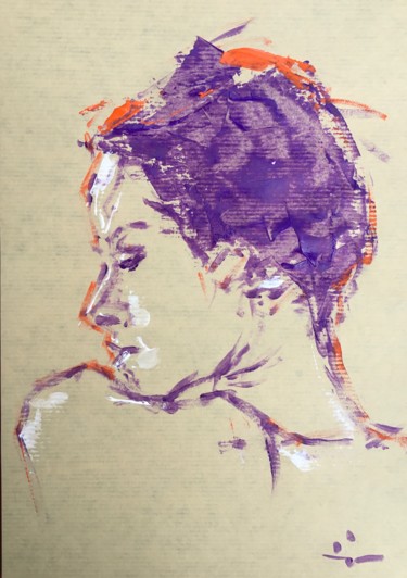 绘画 标题为“Portrait sur papier…” 由Dominique Dève, 原创艺术品, 丙烯