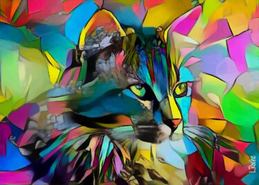 Leygo, cat - Mix media on panel - 70x50 cm-Unique