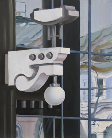 Painting titled "Отражение. Чайка-пл…" by Voroshilova Nataliia, Original Artwork, Oil