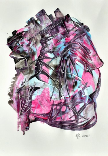 Schilderij getiteld "Scratches on my soul" door Marianne Huizinga, Origineel Kunstwerk, Acryl