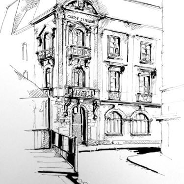 L'ancienne caisse d'épargne, St malo intra-muros Drawing titled "L'ancienne caisse d…" by Veronique Gaudin, Original Artwork, Ink