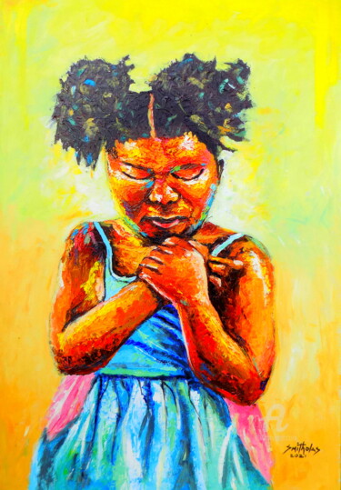 Let's Pray Schilderij getiteld "Let's Pray" door Olaoluwa Smith, Origineel Kunstwerk, Acryl