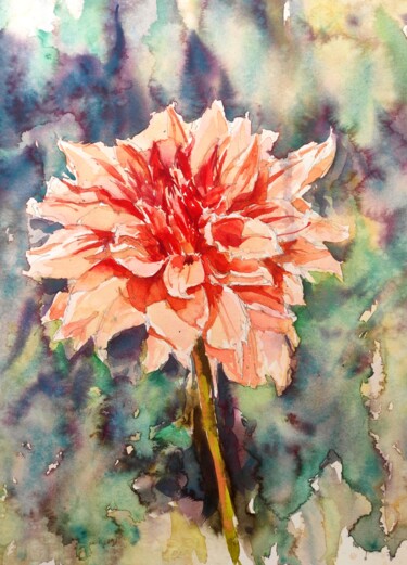 Watercolour dahlia flower