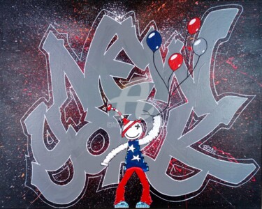 Pintura titulada "GRAFFITI NEW-YORK" por Pk29 Graffiti, Obra de arte original, Acrílico Montado en Bastidor de camilla de ma…