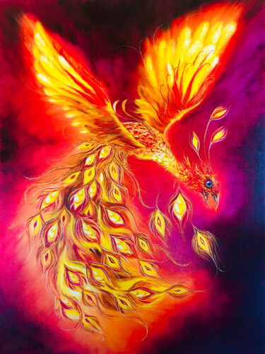 THE ENERGY OF THE FLAME - Bright picture in interior. 제목이 "THE ENERGY OF THE F…"인 미술작품 Marina Skromova로, 원작, 기름 나무 들것 프레임에 장착됨
