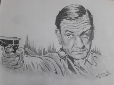 Portrait de l'acteur Lino Ventura réalisé au crayon 图画 标题为“Portrait de l'acteu…” 由Gilles Staub (LeCrayonAgile), 原创艺术品, 铅笔