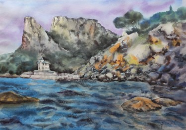 Among the rocks Pintura intitulada "Among the rocks" por Galina Yarovikova, Obras de arte originais, Aquarela