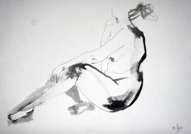 Vika. Nude art №21178 - original figurative sketch Rysunek zatytułowany „Vika. Nude art №211…” autorstwa Maria Shedrina, Oryginalna praca, Atrament
