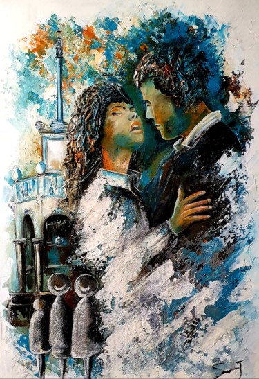 绘画 标题为“Amoureux sur la pla…” 由Joseph Saverino, 原创艺术品, 丙烯