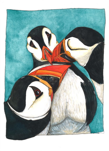 图画 标题为“Les retrouvailles” 由Florencia Escalante, 原创艺术品, 水彩