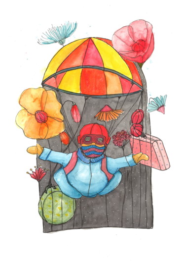 图画 标题为“Envie de voyage” 由Florencia Escalante, 原创艺术品, 水彩