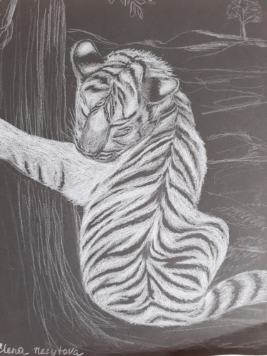 图画 标题为“Fait do-do mon tigr…” 由Elena Nesytova, 原创艺术品, 铅笔