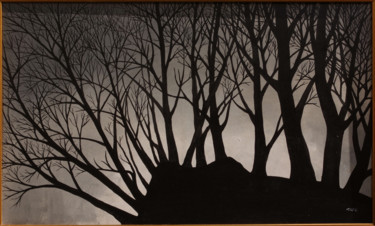 Pittura intitolato "BOSCO AL TRAMONTO" da Narciso Dall Orto, Opera d'arte originale, Acrilico
