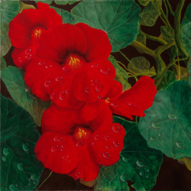 Pittura intitolato "NASTURZI DOPO LA PI…" da Narciso Dall Orto, Opera d'arte originale, Acrilico