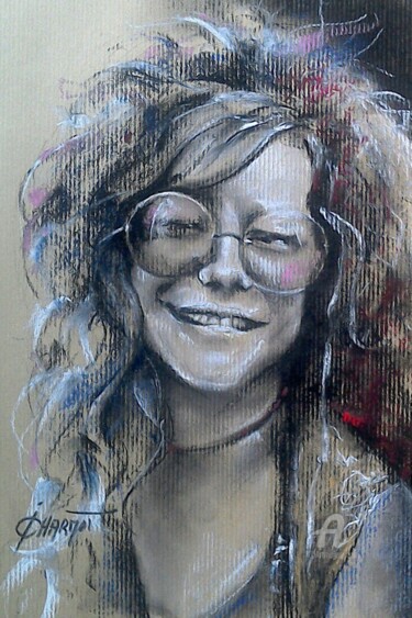 Dessin intitulée "Janis Joplin 2" par Isabelle Derangere, Œuvre d'art originale, Pastel