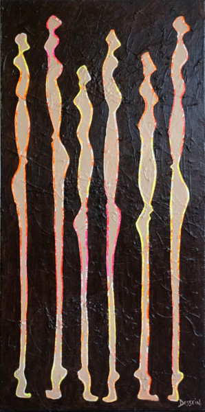 Peinture intitulée "Nématoïdes 18" par Delphine Dessein, Œuvre d'art originale, Acrylique