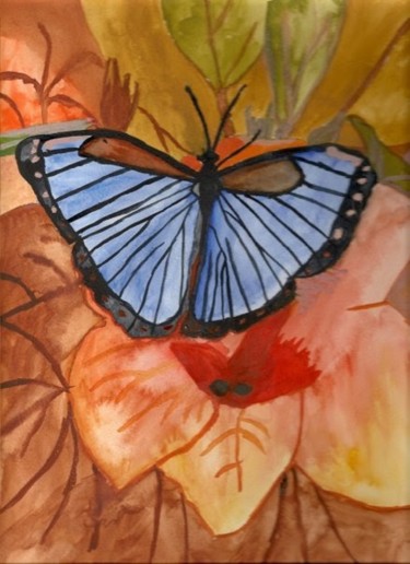 Peinture intitulée "Le papillon" par Angélique Véré, Œuvre d'art originale, Aquarelle